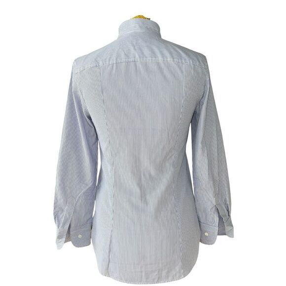 J.Crew Blue White Pinstripe Pintuck Shirt Size S - Picture 6 of 7